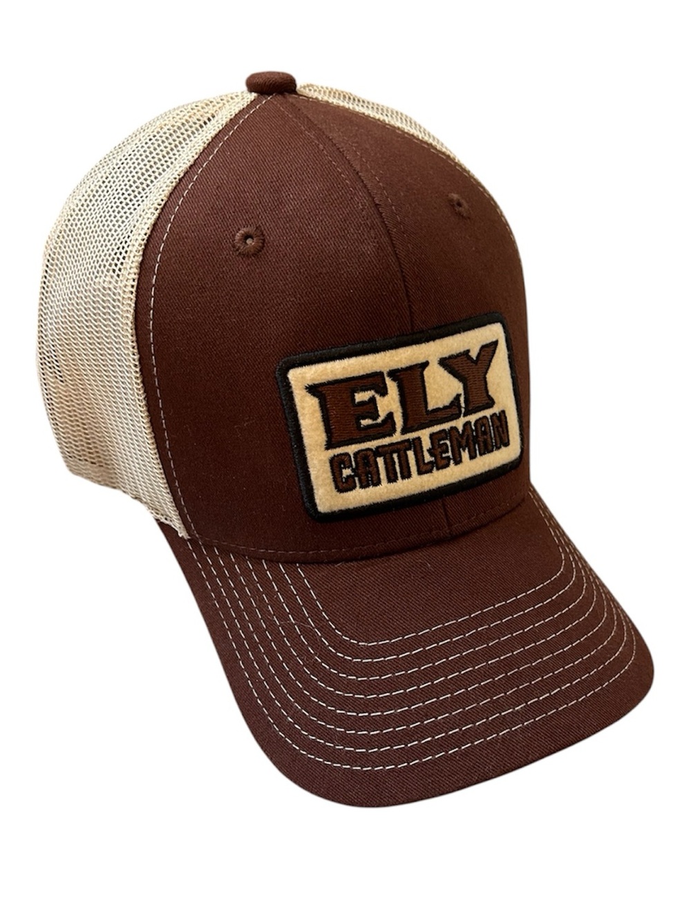 NWT Ely Cattleman Brown & Cream Mesh Trucker Hat